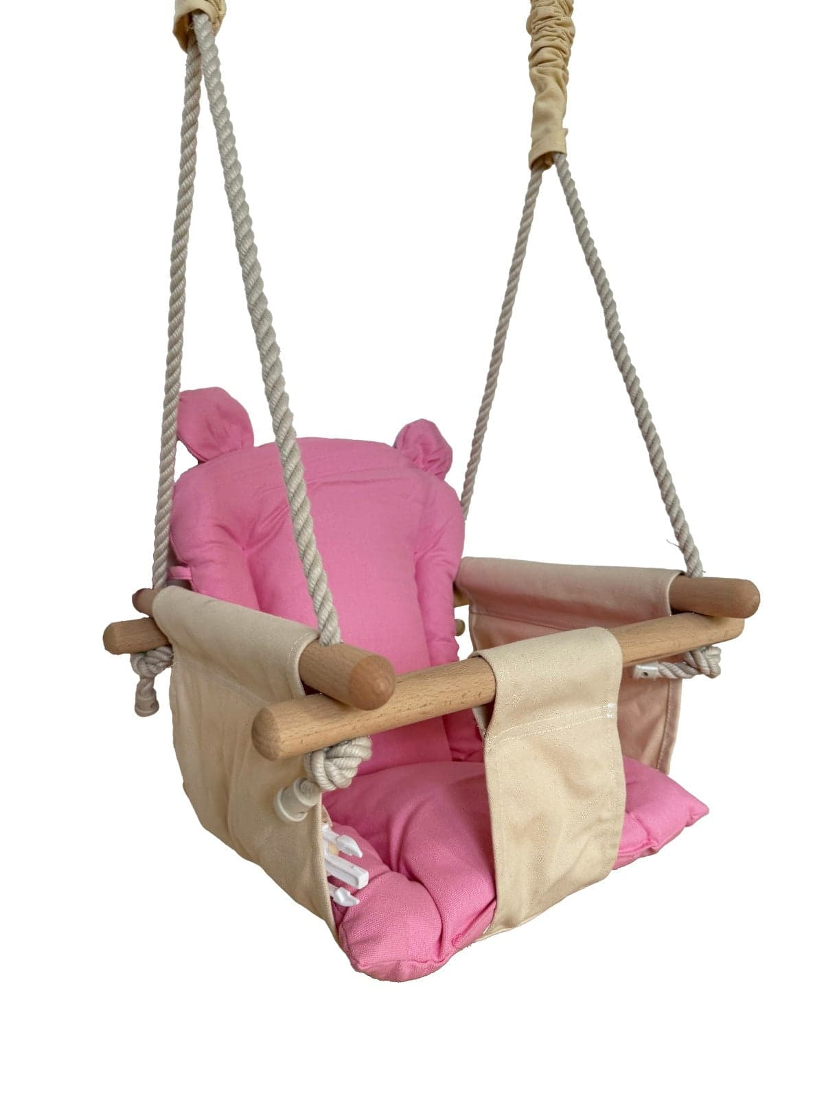 Baloiço de bebé com orelhas até 20 kg creme e rosa