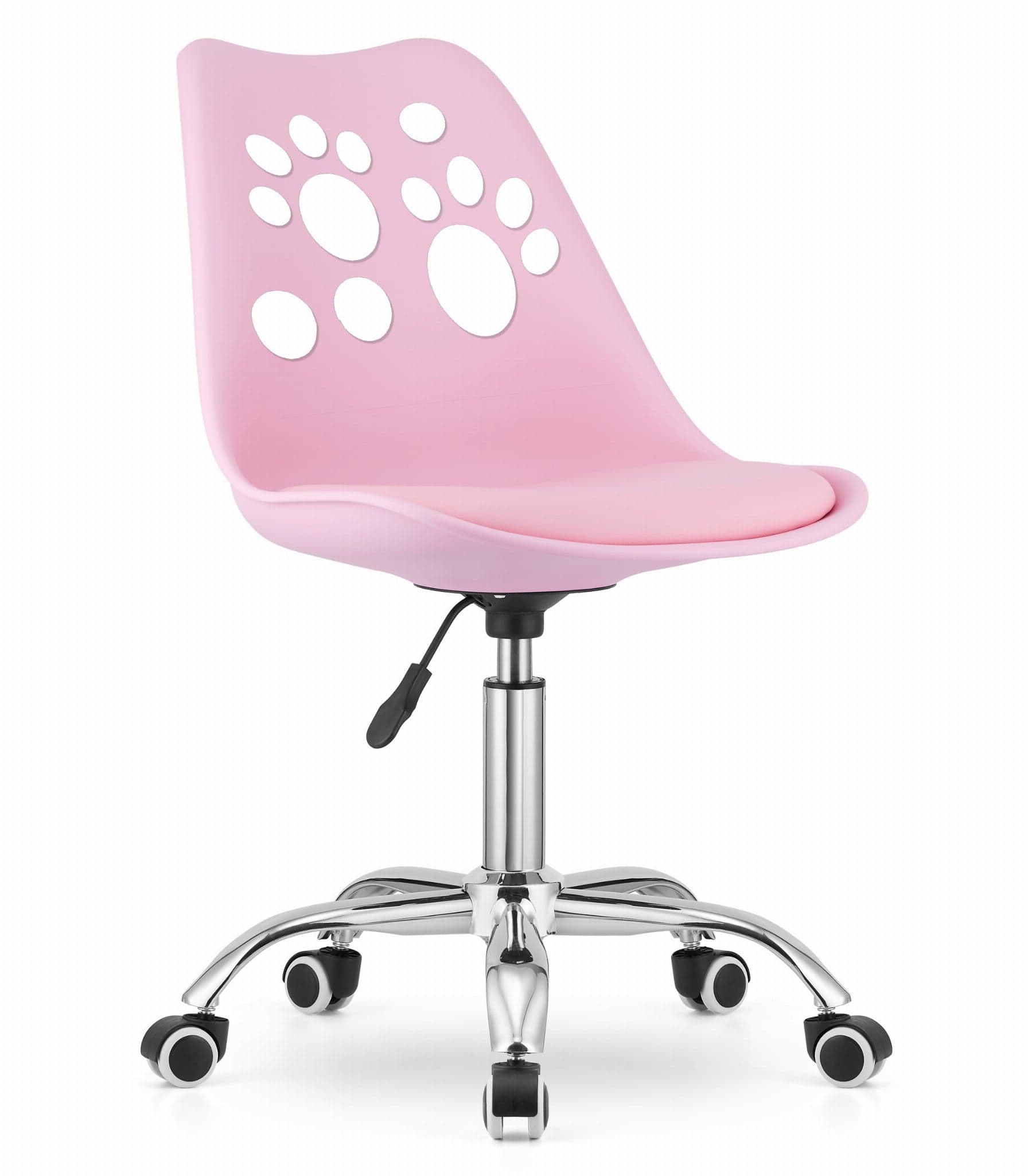 Cadeira giratória infantil rosa padrão pegadas