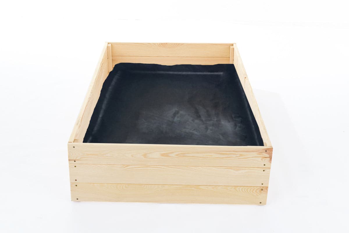 Horta elevada 120 x 80 x 27 cm madeira com tela geotêxtil