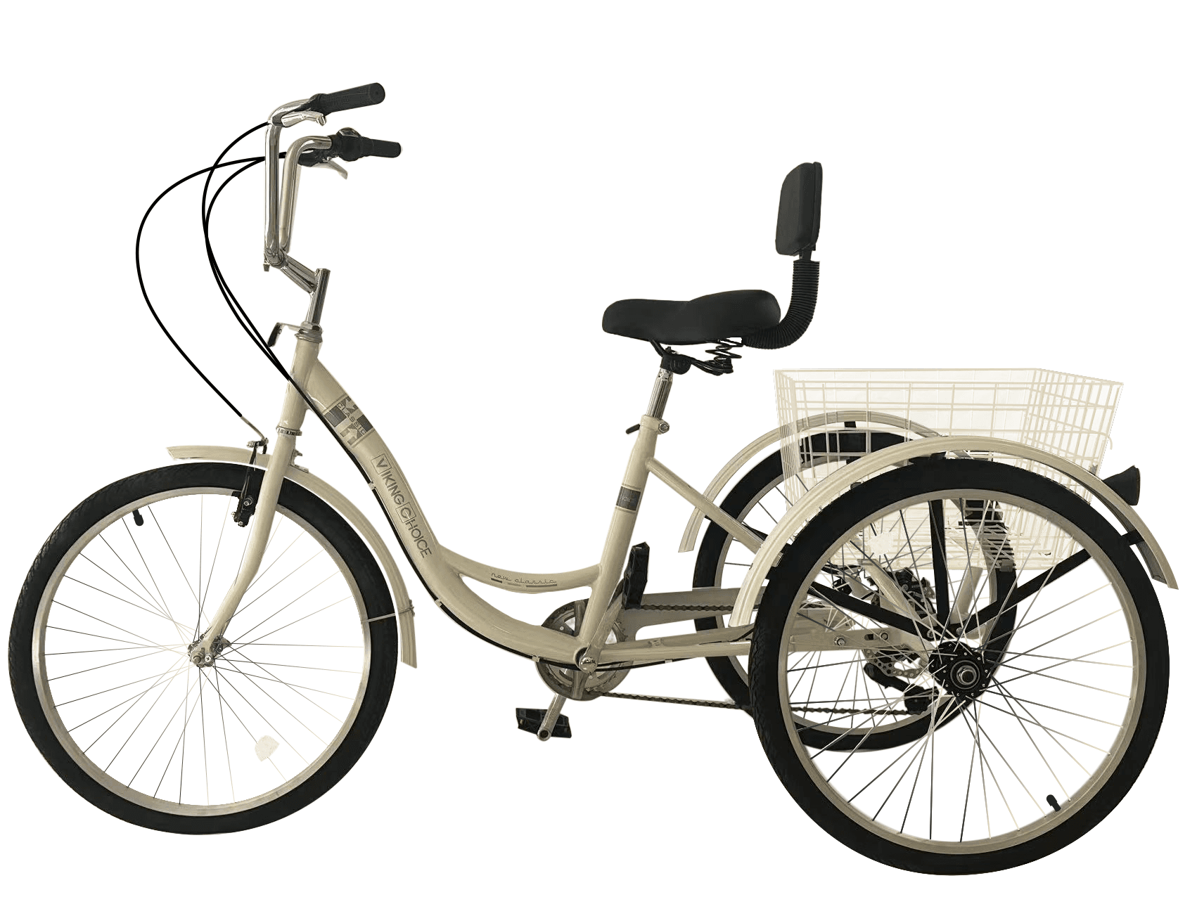 Triciclo para adultos 7 velocidades com cesta branco