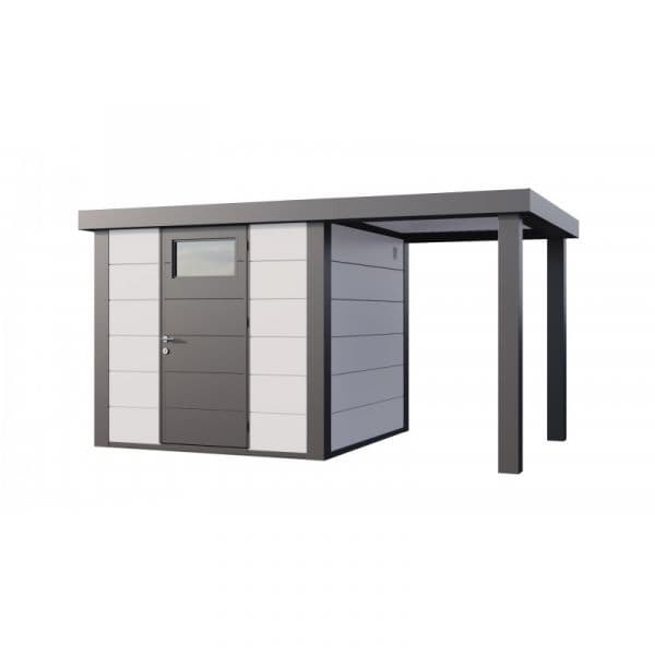 Telluria Abrigo de Jardim Metálico NH4 com Apoio Aberto Pequeno à Direita Branco (238 x 238) + (168 x 238) Aço Galvanizado