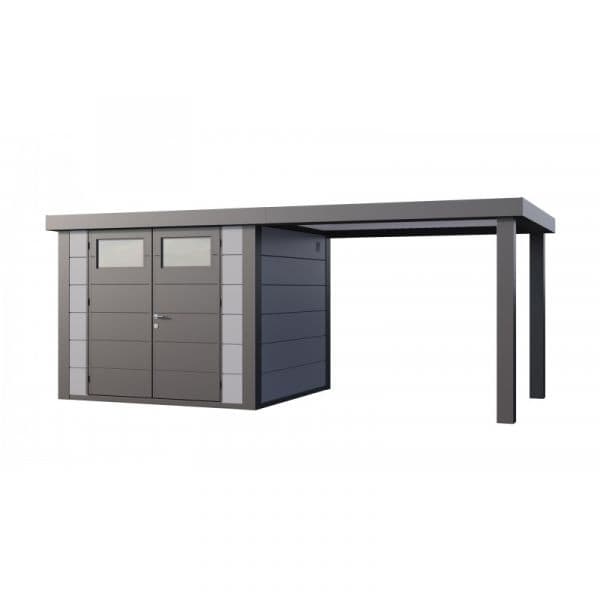 Telluria Abrigo de Jardim Metálico NH6 com Apoio Aberto Grande à Direita Cinza Claro (268 x 238) + (284 x 238) Aço Galvanizado