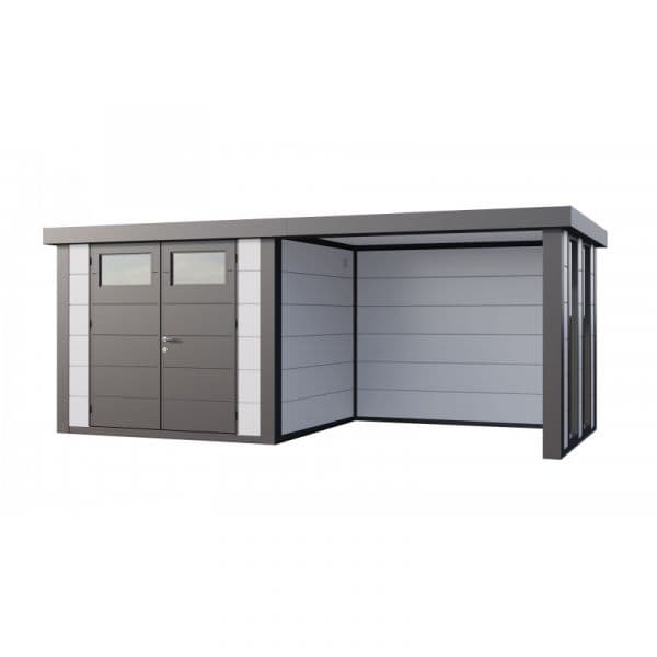 Telluria Abrigo de Jardim Metálico NH6 com Apoio e Janelas à Direita Branco (268 x 238) + (284 x 238) Aço Galvanizado