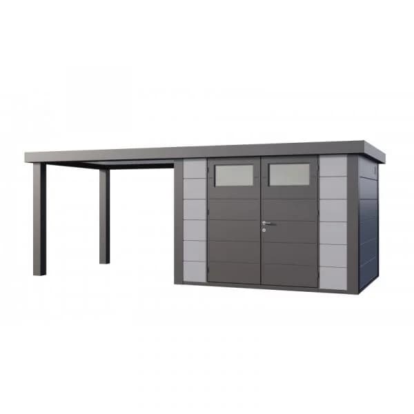 Telluria Abrigo de Jardim Metálico NH7 com Apoio Aberto Grande à Esquerda Cinza Claro (298 x 238) + (284 x 238) Aço Galvanizado