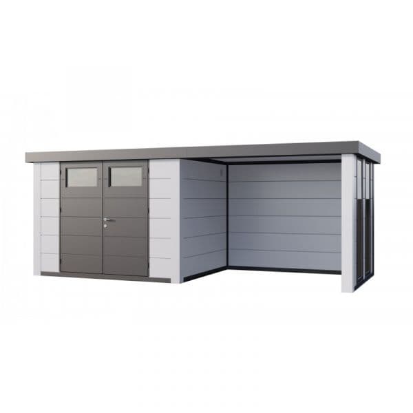 Telluria Abrigo de Jardim Metálico NH7 com Apoio e Janelas à Direita Branco / Branco (298 x 238) + (284 x 238) Aço Galvanizado