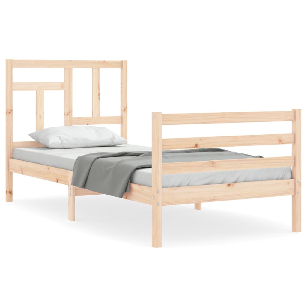 vidaXL Estrutura de cama com cabeceira 90x200 cm madeira maciça