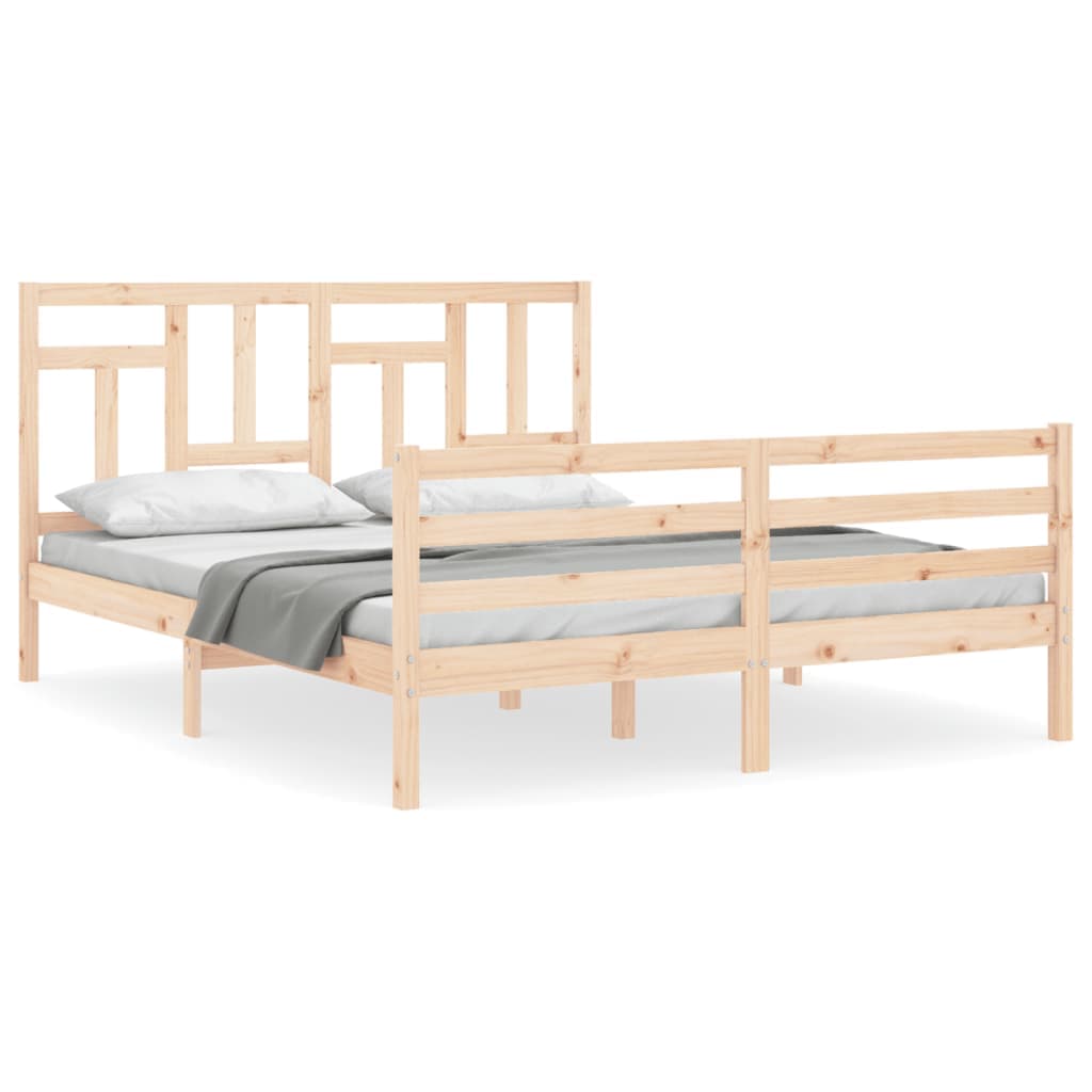 vidaXL Estrutura de cama com cabeceira 160x200 cm madeira maciça
