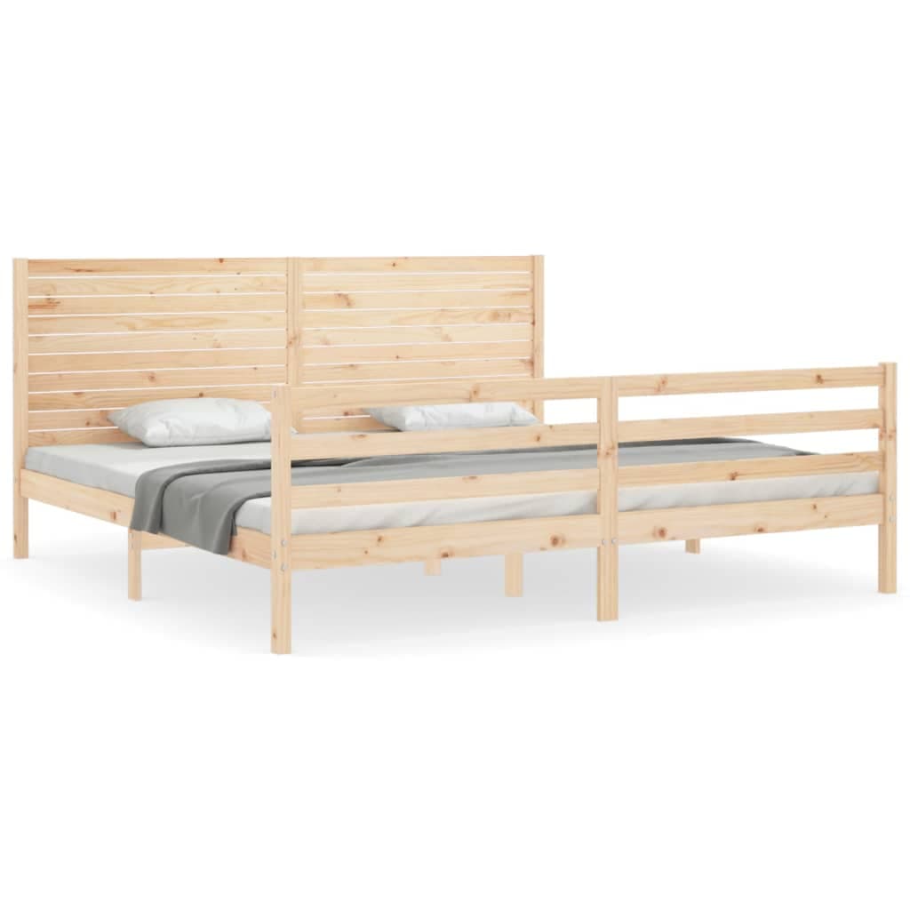 vidaXL Estrutura de cama com cabeceira 200x200 cm madeira maciça