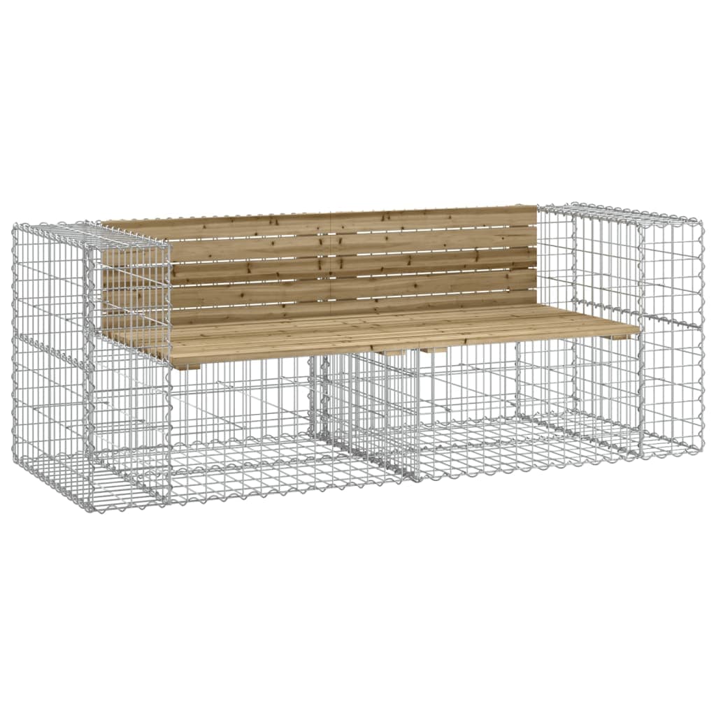 vidaXL Banco de Jardim C/ Design Gabião 184x71x65,5cm Pinho Impregnado