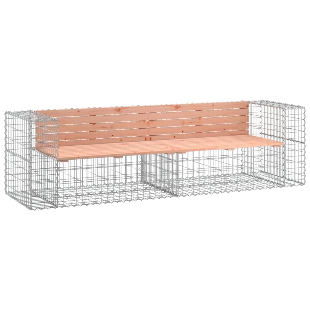 vidaXL Banco jardim design gabião 244x71x65,5cm madeira douglas maciça