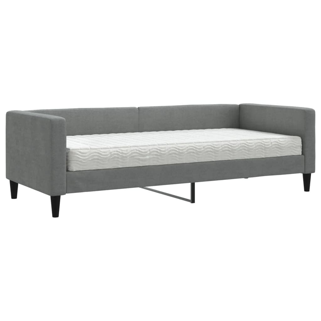 vidaXL Sofá-cama com colchão 80x200 cm tecido cinzento-escuro