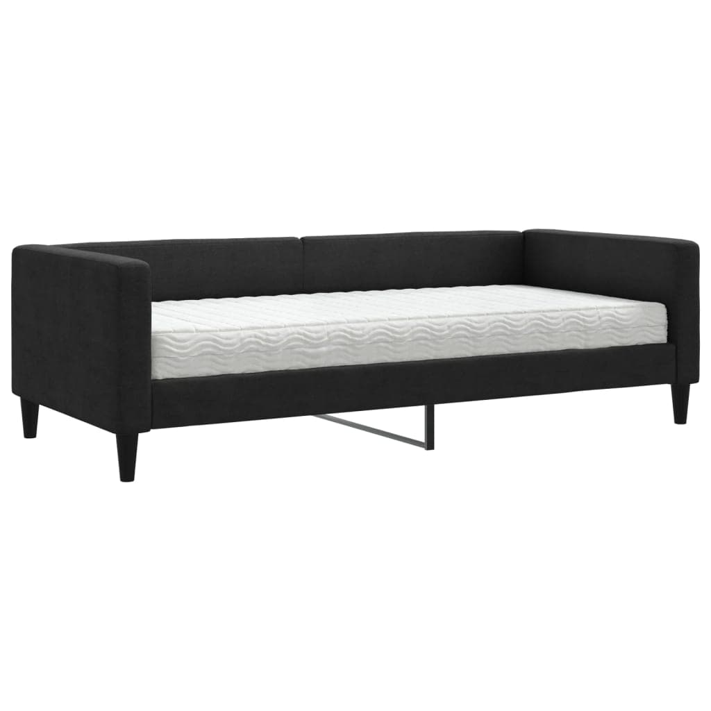 vidaXL Sofá-cama com Colchão 90x200 cm Tecido Preto - 249527507