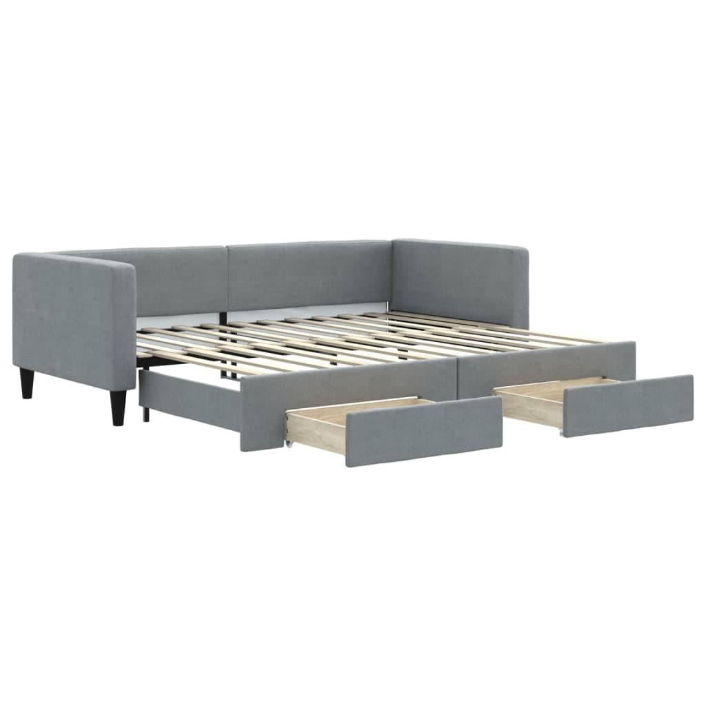 vidaXL Sofá-cama c/ gavetão e gavetas 90x200 cm tecido cinzento-claro