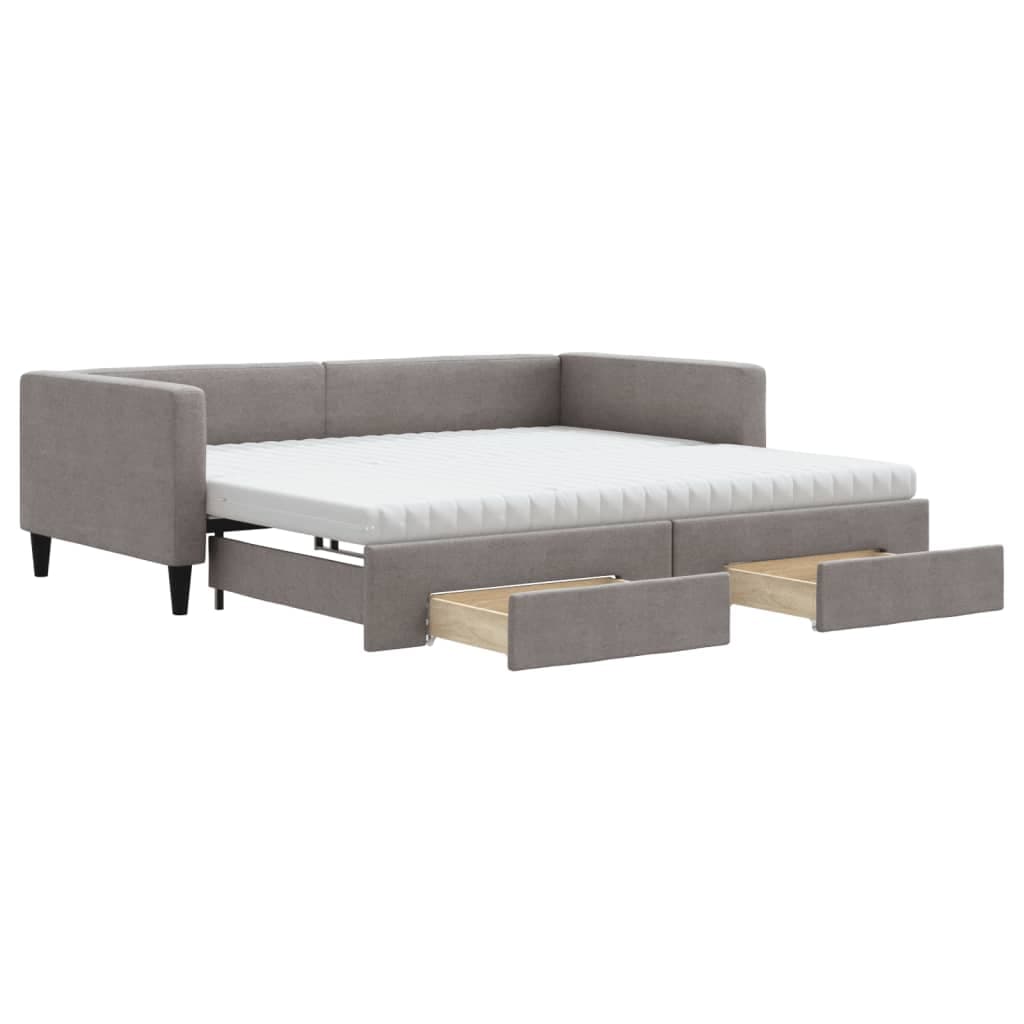 vidaXL Sofá-cama c/ gavetão/gavetas 100x200cm tecido cinza-acastanhado