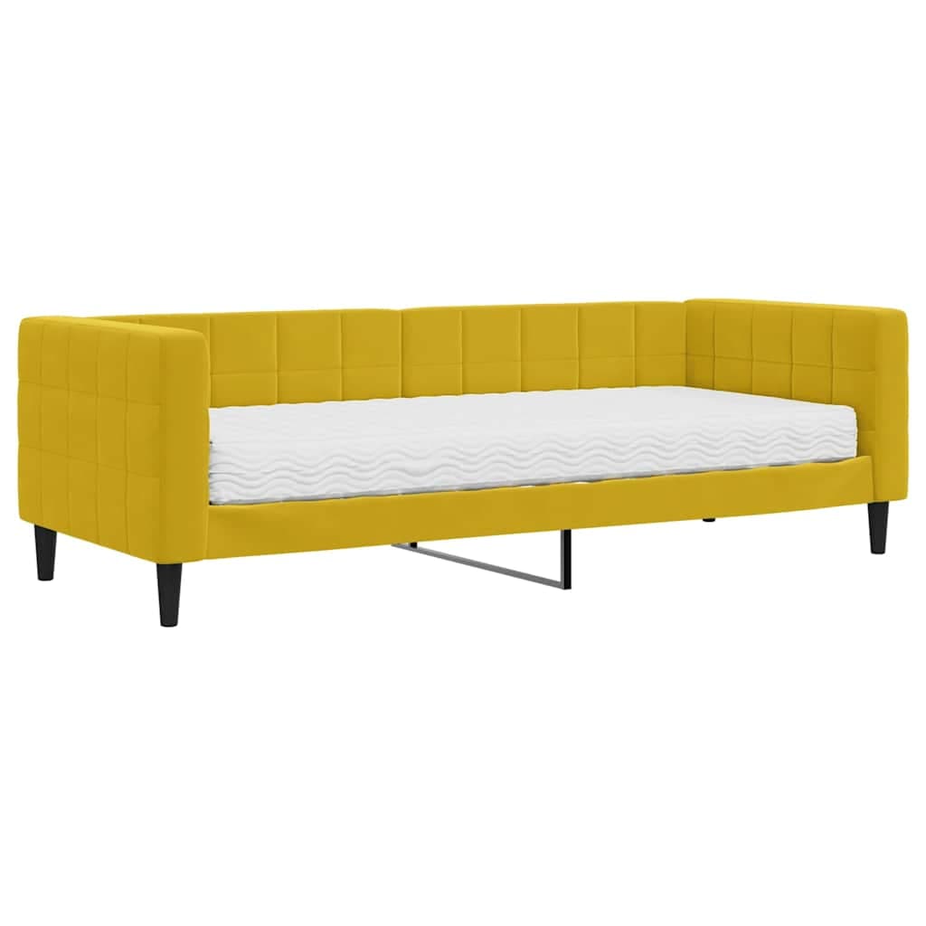 vidaXL Sofá-cama com colchão 80x200 cm veludo amarelo