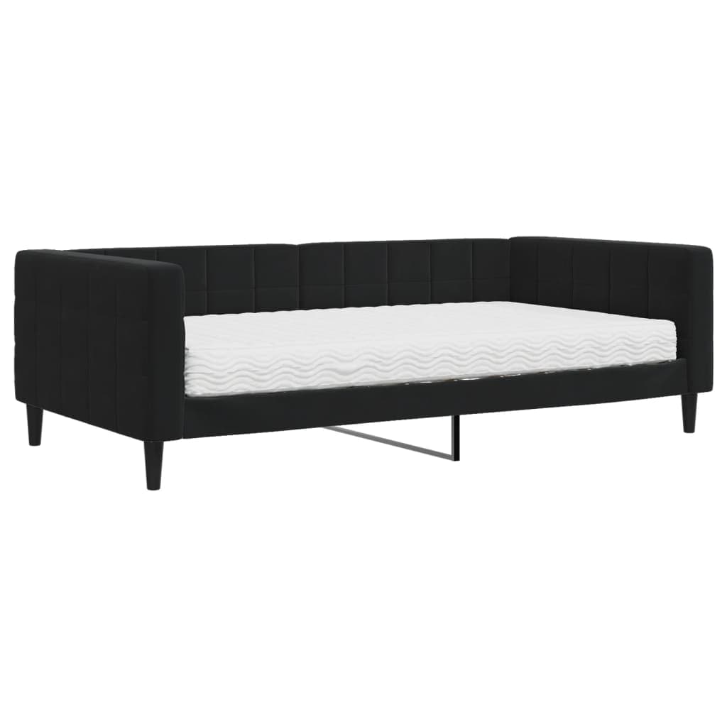 vidaXL Sofá-cama com colchão 100x200 cm veludo preto