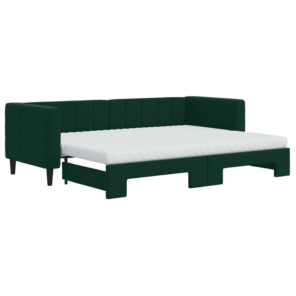 vidaXL Sofá-cama c/ gavetão e colchões 80x200cm veludo verde-escuro