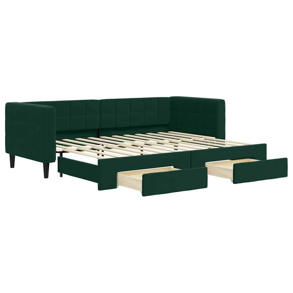 vidaXL Sofá-cama c/ gavetão e gavetas 80x200cm veludo verde-escuro