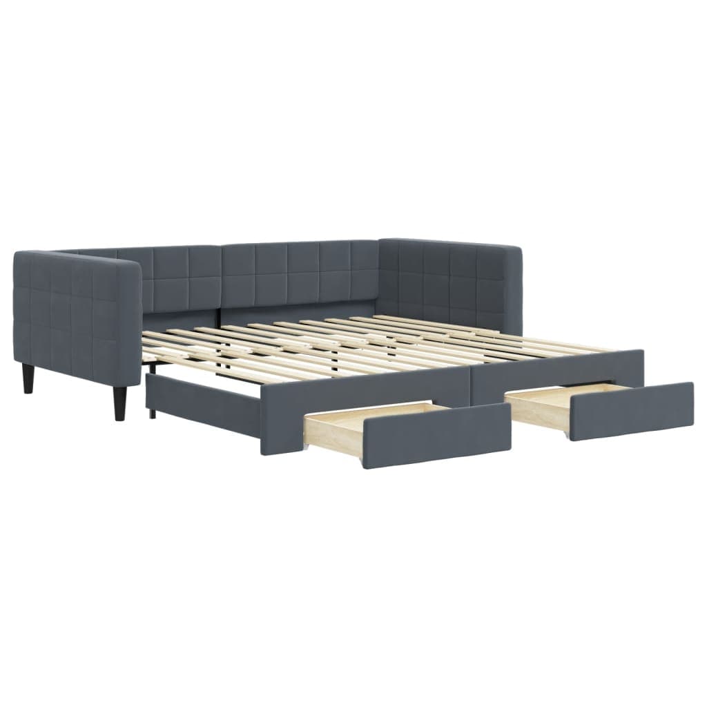 vidaXL Sofá-cama c/ gavetão e gavetas 100x200cm veludo cinzento-escuro