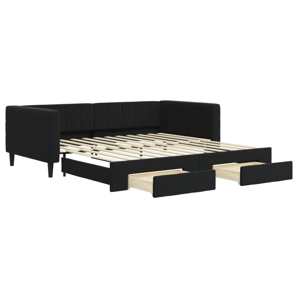 vidaXL Sofá-cama com Gavetão e Gavetas 100x200 cm Veludo Preto - 3363347026