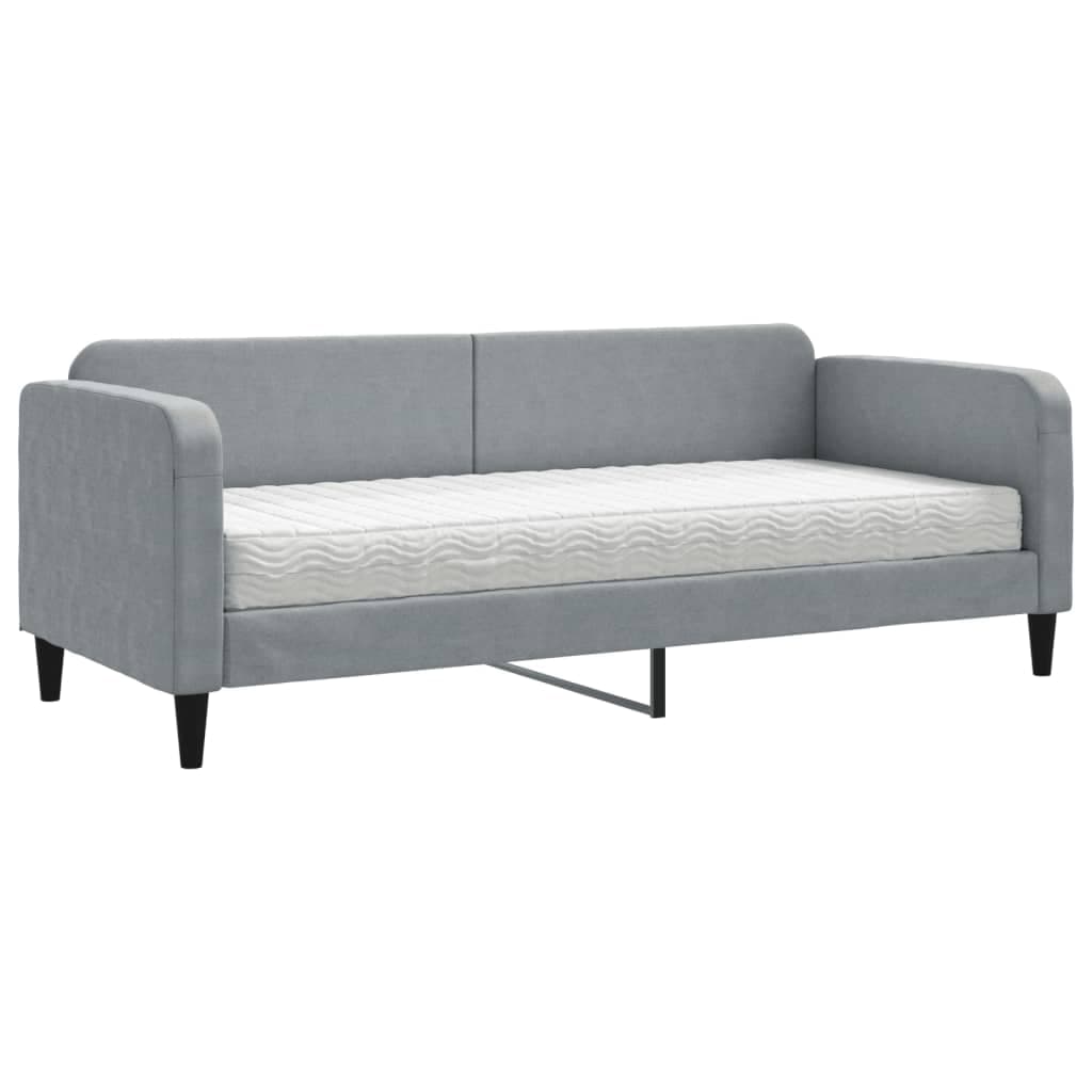 vidaXL Sofá-cama com colchão 80x200 cm tecido cinzento-claro