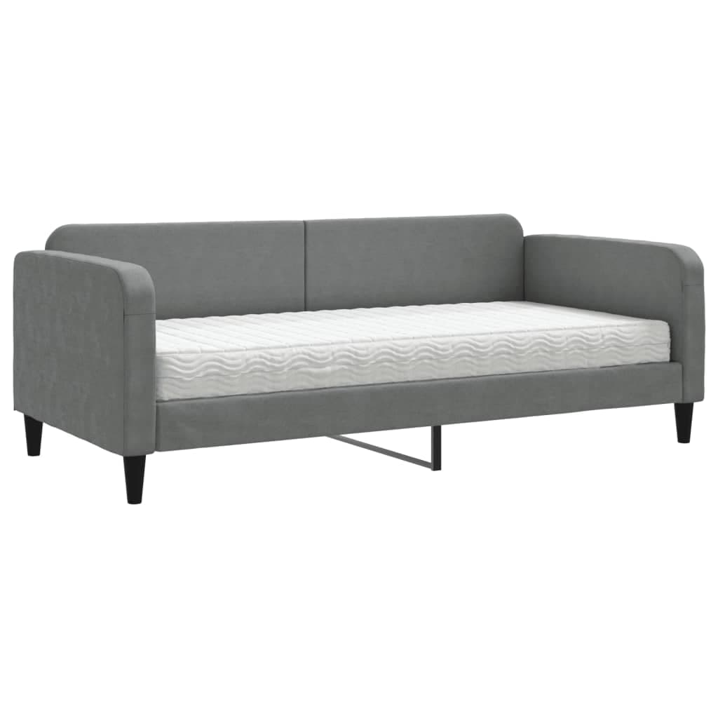 vidaXL Sofá-cama com colchão 90x190 cm tecido cinzento-escuro