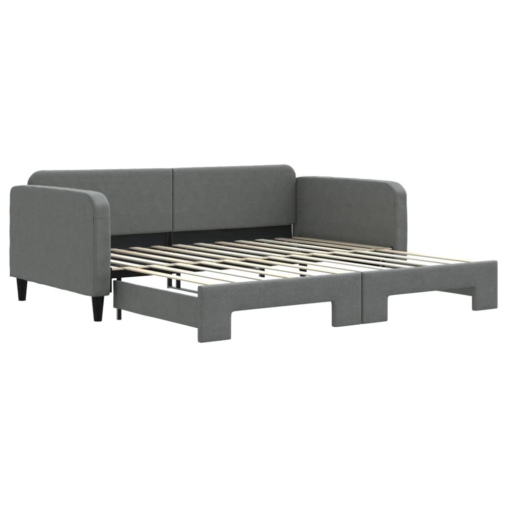 vidaXL Sofá-cama com gavetão 100x200 cm tecido cinzento-escuro
