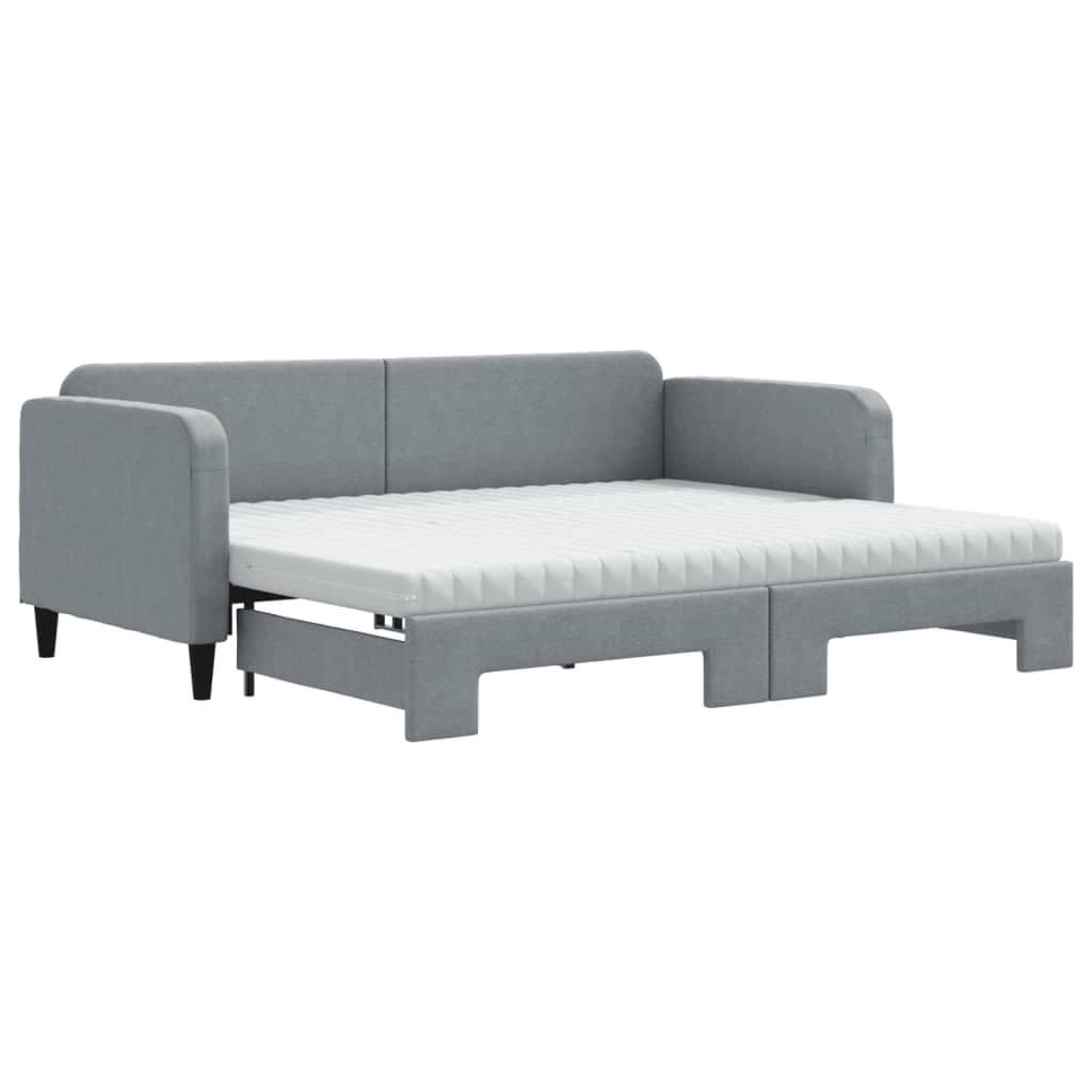 vidaXL Sofá-cama c/ gavetão e colchões 90x200 cm tecido cinzento-claro