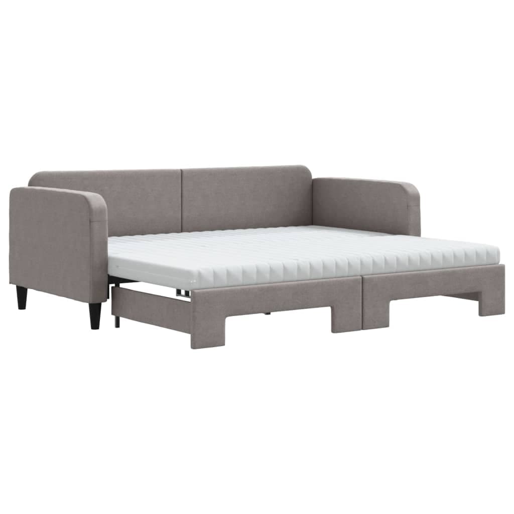 vidaXL Sofá-cama c/ gavetão/colchões 90x200cm tecido cinza-acastanhado