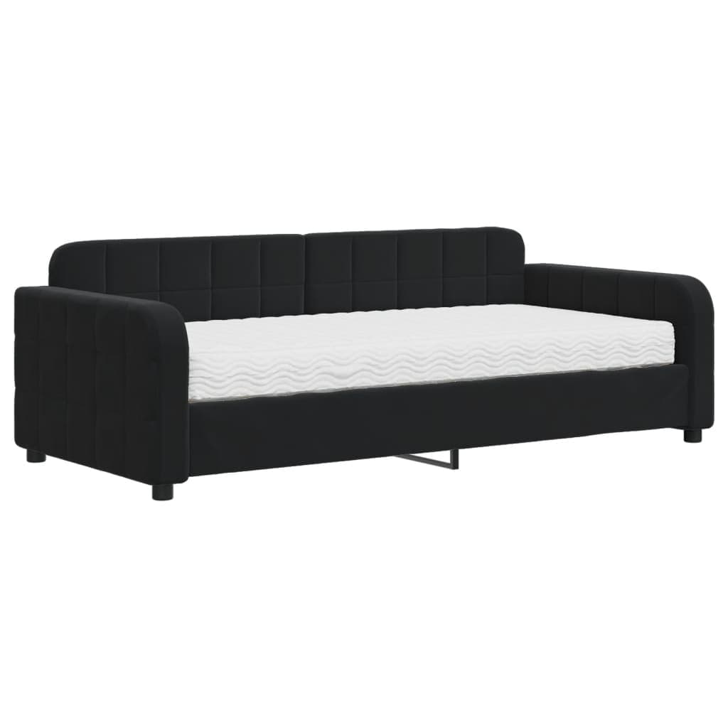 vidaXL Sofá-cama com colchão 90x190 cm veludo preto