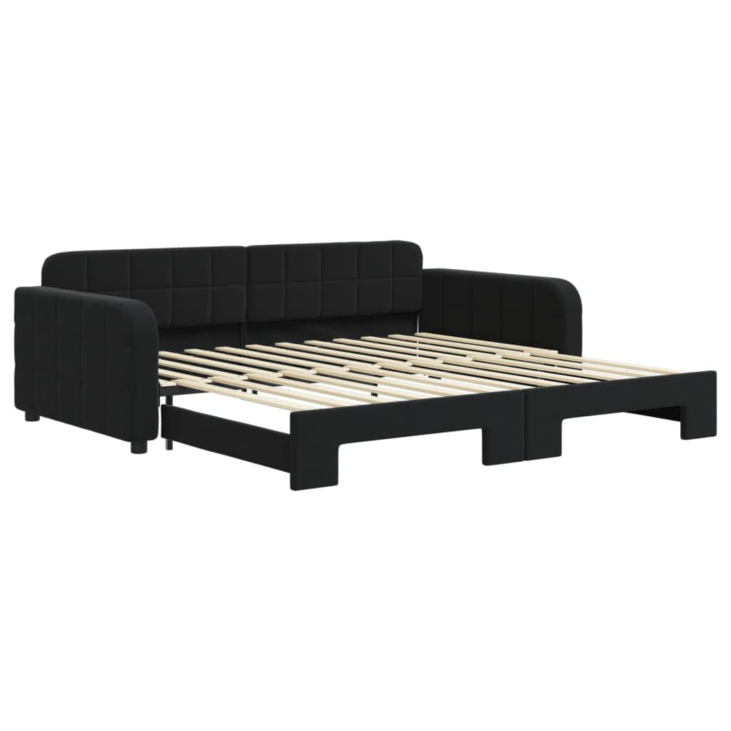 vidaXL Sofá-cama com gavetão 100x200 cm veludo preto