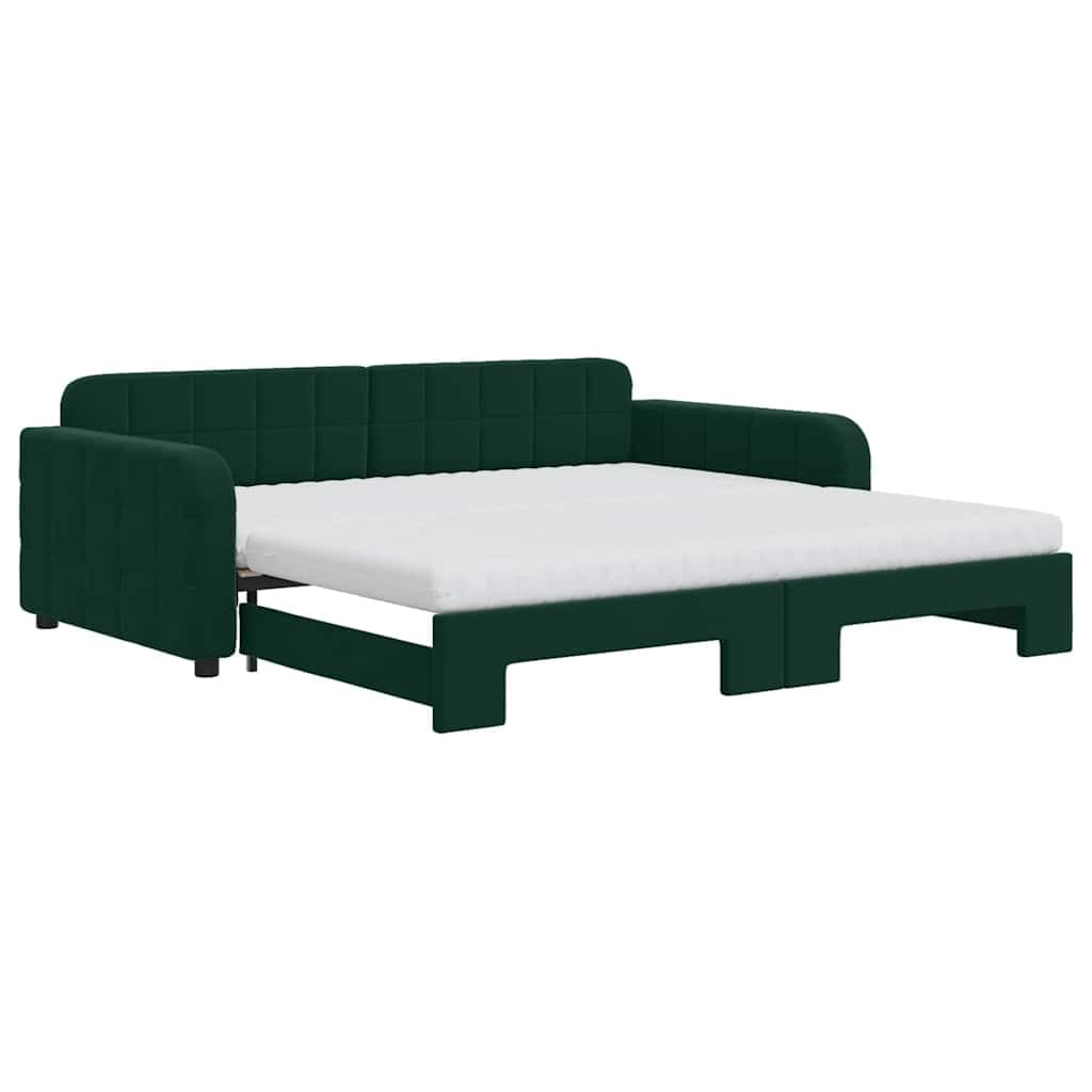 vidaXL Sofá-cama c/ gavetão e colchões 100x200cm veludo verde-escuro