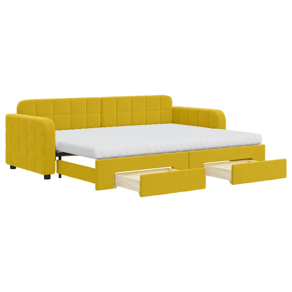 vidaXL Sofá-cama com gavetão e gavetas 80x200 cm veludo amarelo