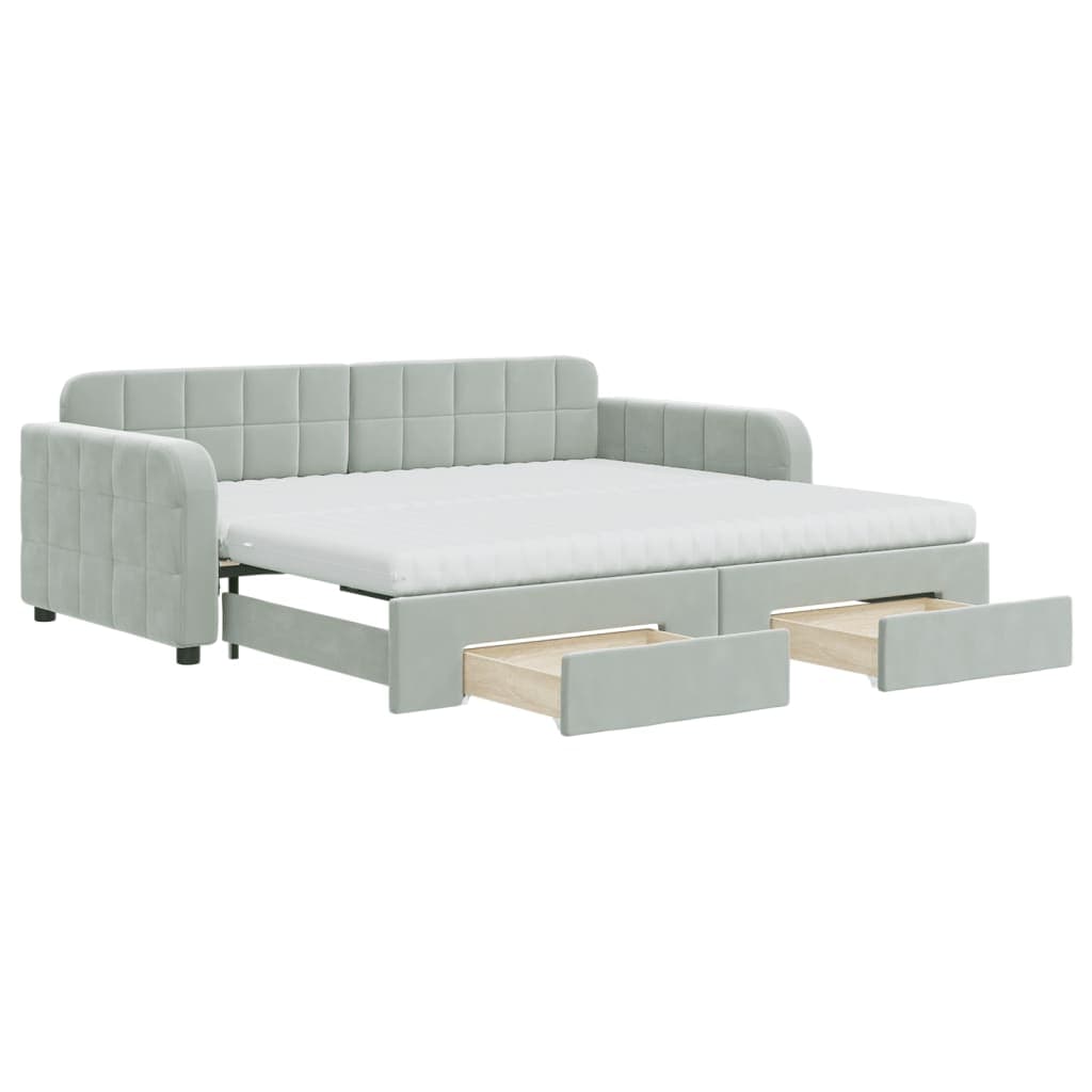vidaXL Sofá-cama c/ gavetão e gavetas 90x190 cm veludo cinzento-claro