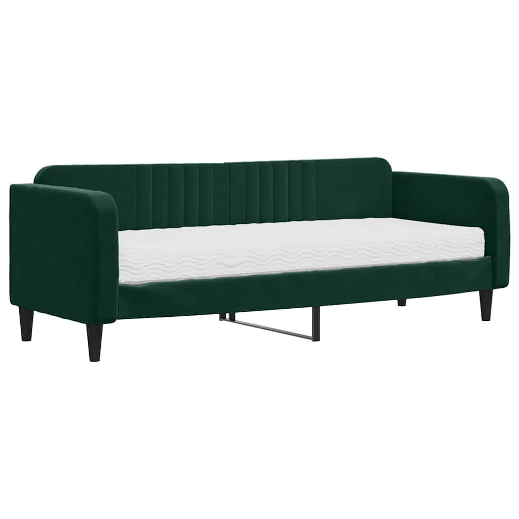 vidaXL Sofá-cama com colchão 80x200 cm veludo verde-escuro