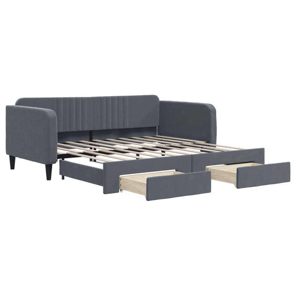 vidaXL Sofá-cama c/ gavetão e gavetas 90x190 cm veludo cinzento-escuro
