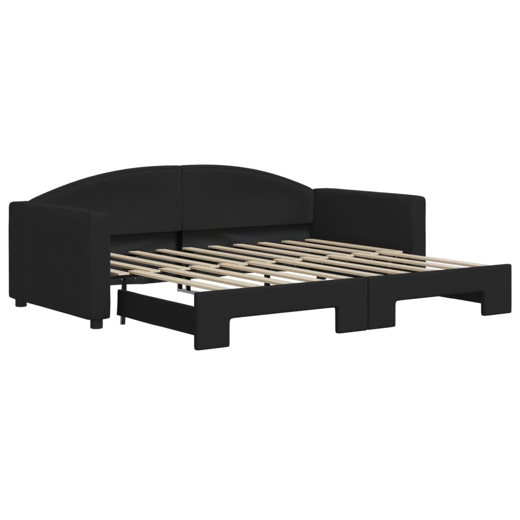 vidaXL Sofá-cama com gavetão 90x190 cm tecido preto