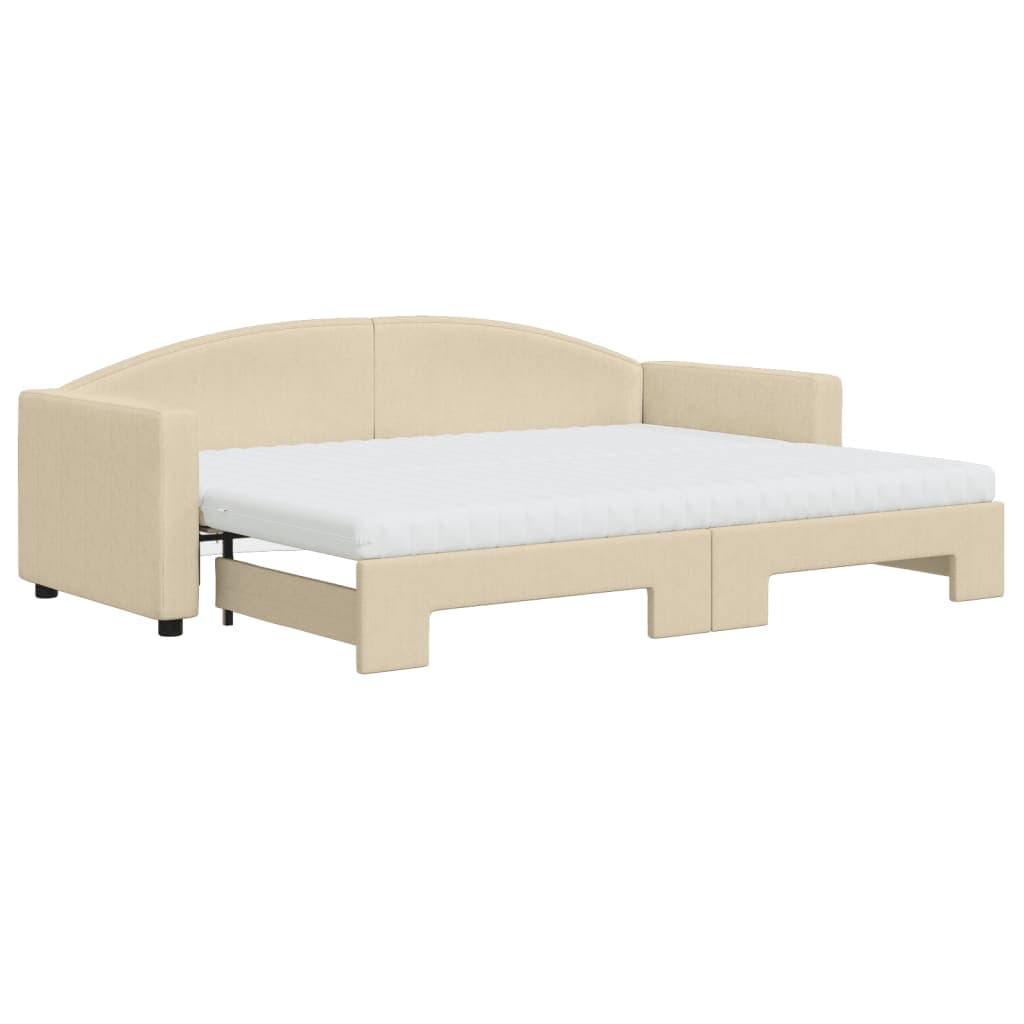 vidaXL Sofá-cama c/ gavetão e colchões 80x200 cm tecido cor creme