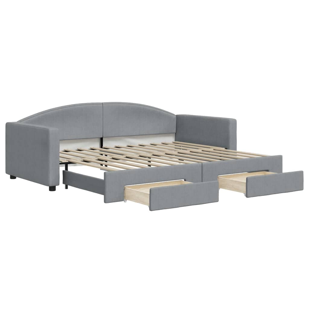 vidaXL Sofá-cama c/ gavetão e gavetas 90x200 cm tecido cinzento-claro