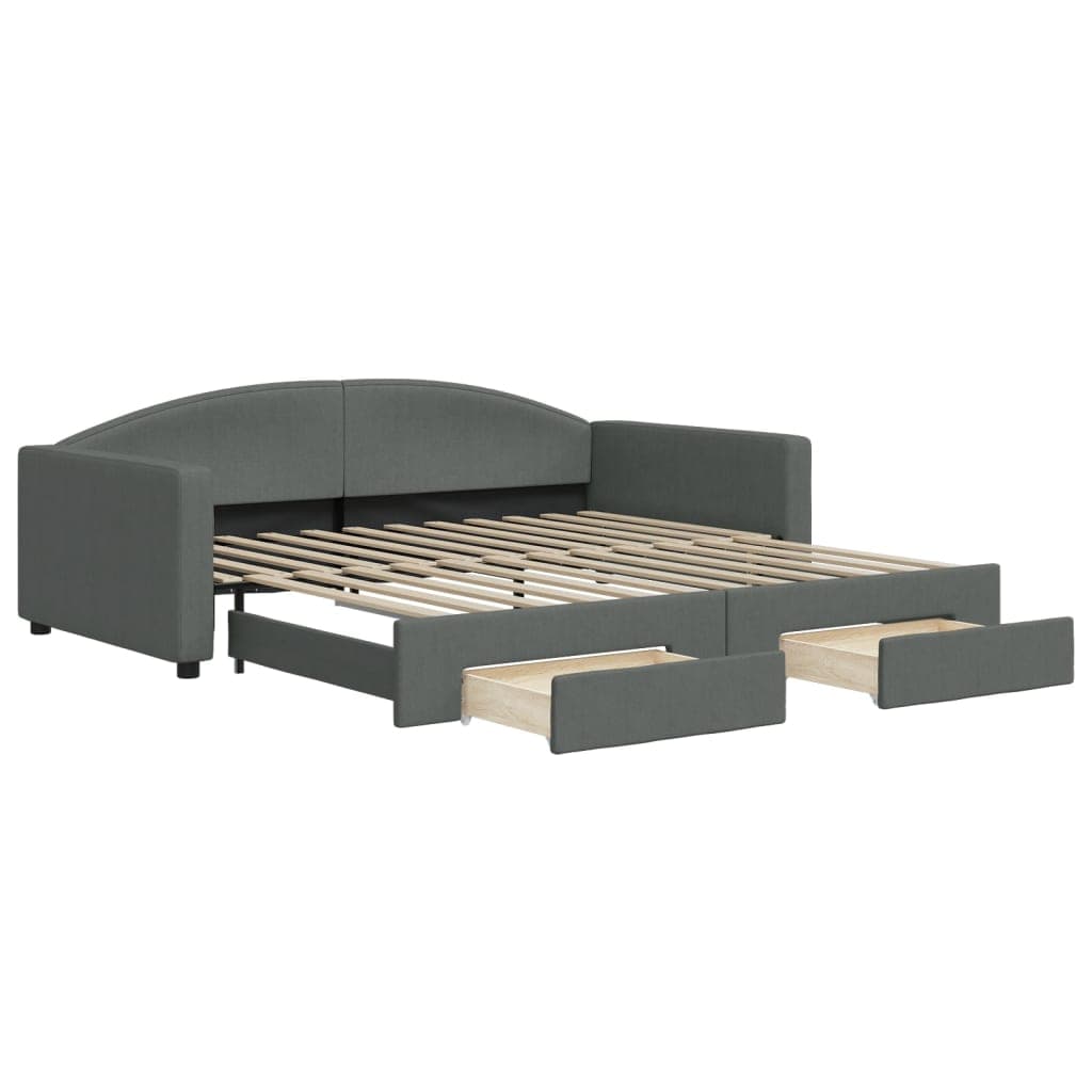 vidaXL Sofá-cama c/ gavetão/gavetas 100x200 cm tecido cinzento-escuro