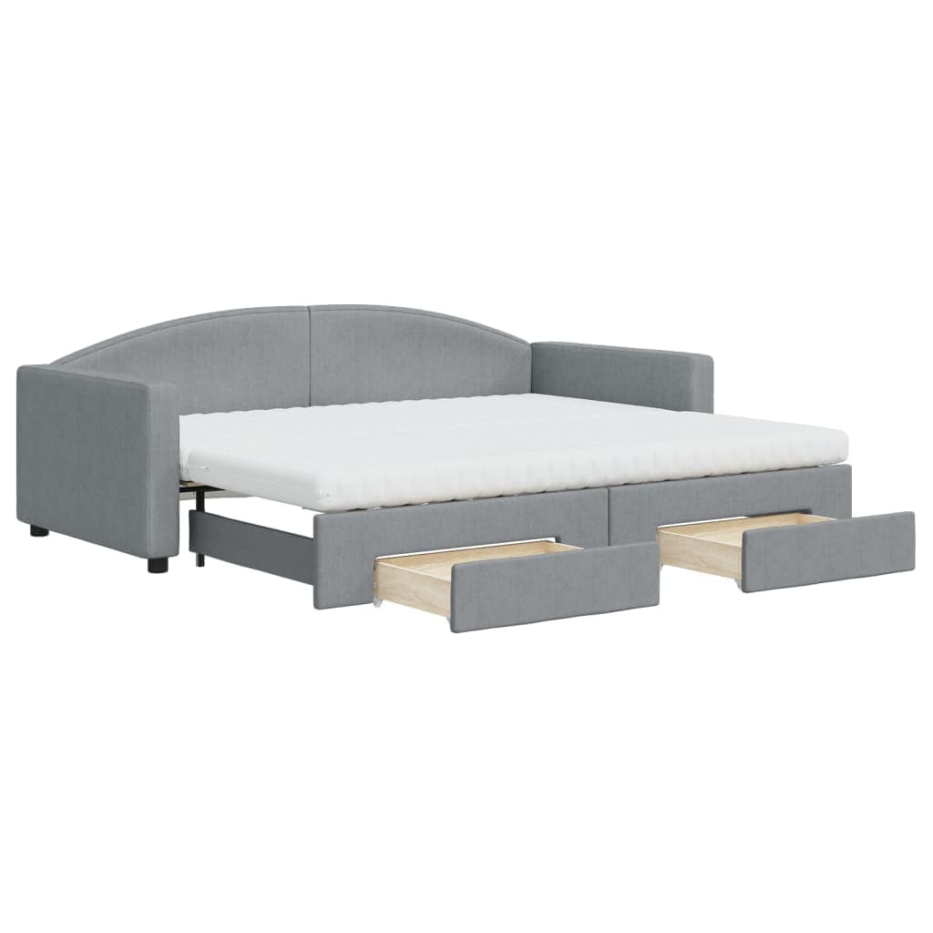 vidaXL Sofá-cama c/ gavetão e gavetas 90x200 cm tecido cinzento-claro