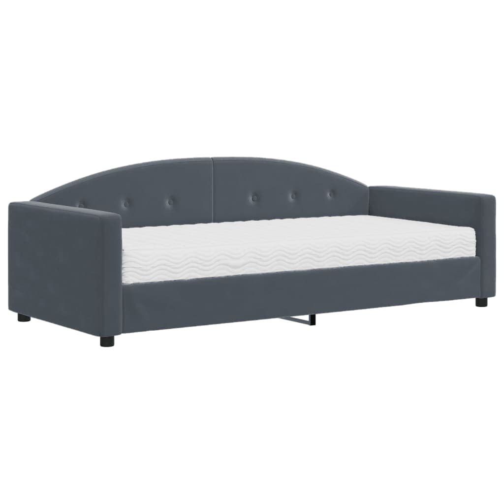 vidaXL Sofá-cama com colchão 90x200 cm veludo cinzento-escuro