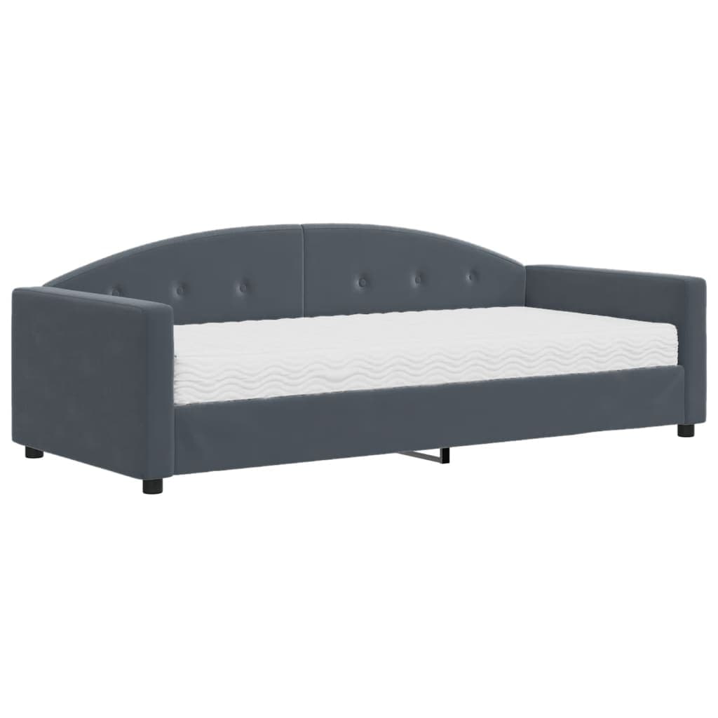 vidaXL Sofá-cama com colchão 90x190 cm veludo cinzento-escuro