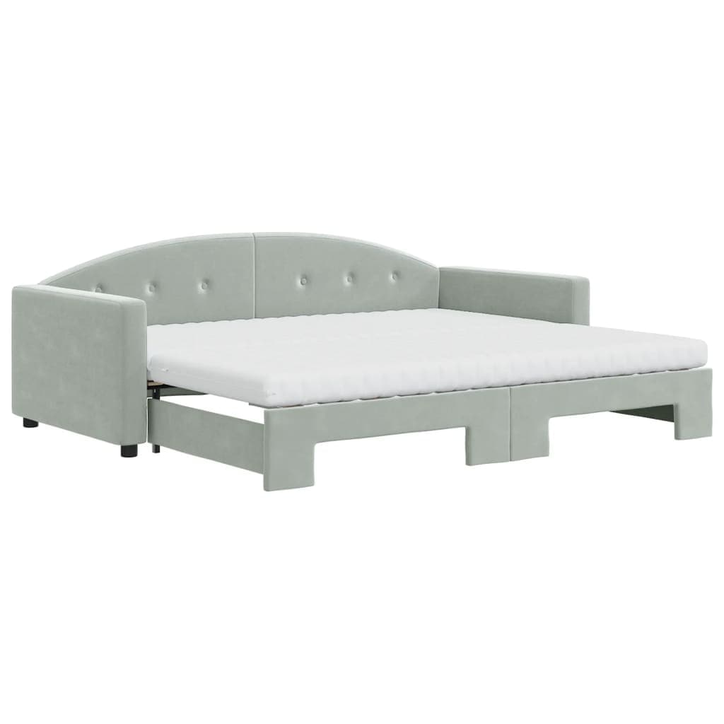 vidaXL Sofá-cama c/ gavetão e colchões 90x190 cm veludo cinzento-claro