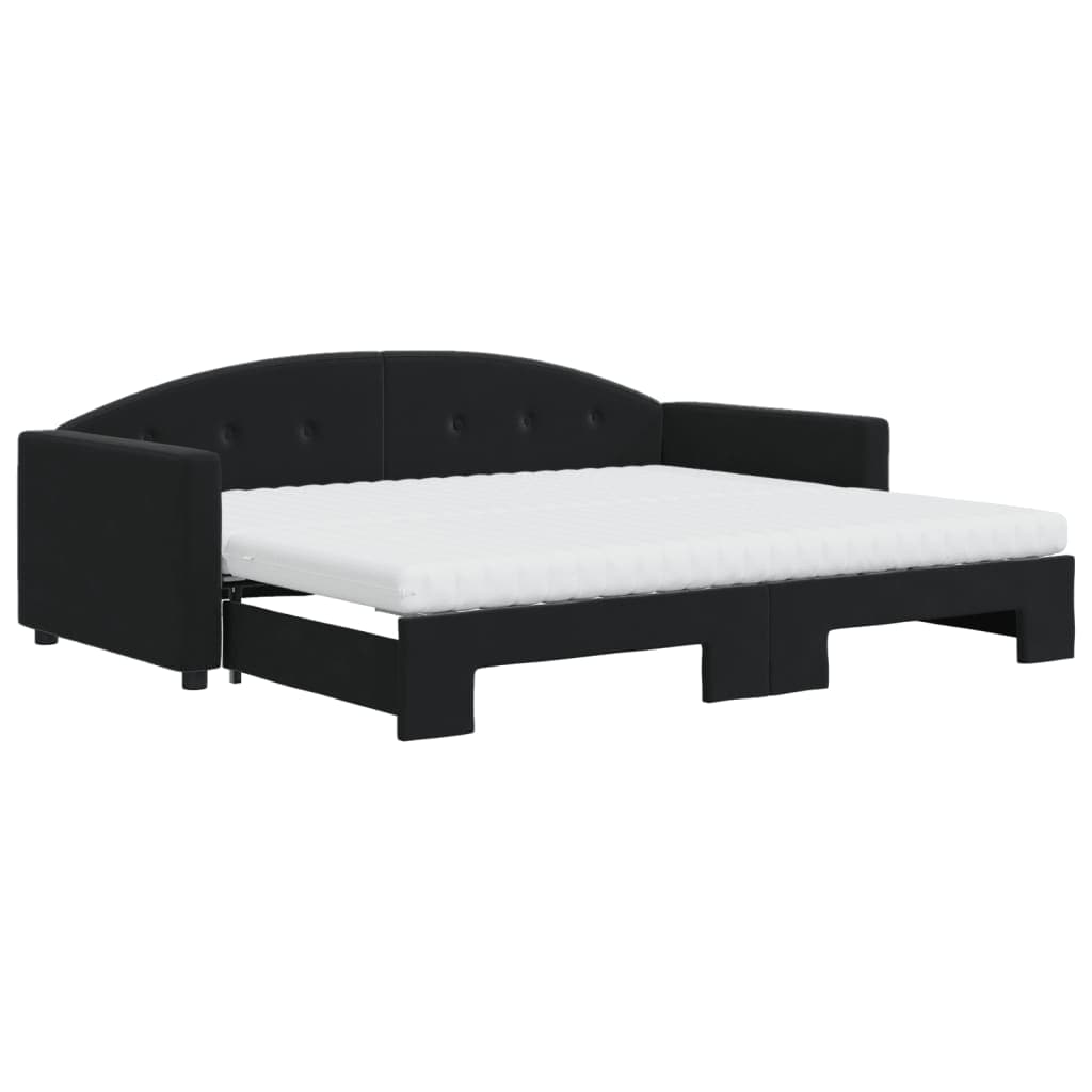 vidaXL Sofá-cama com gavetão e colchões 90x190 cm veludo preto