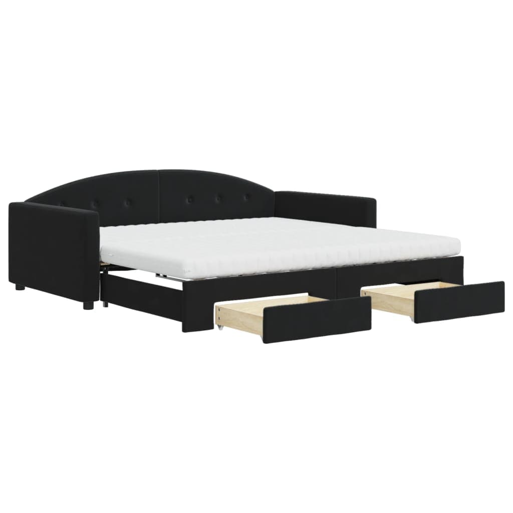 vidaXL Sofá-cama com gavetão e gavetas 100x200 cm veludo preto
