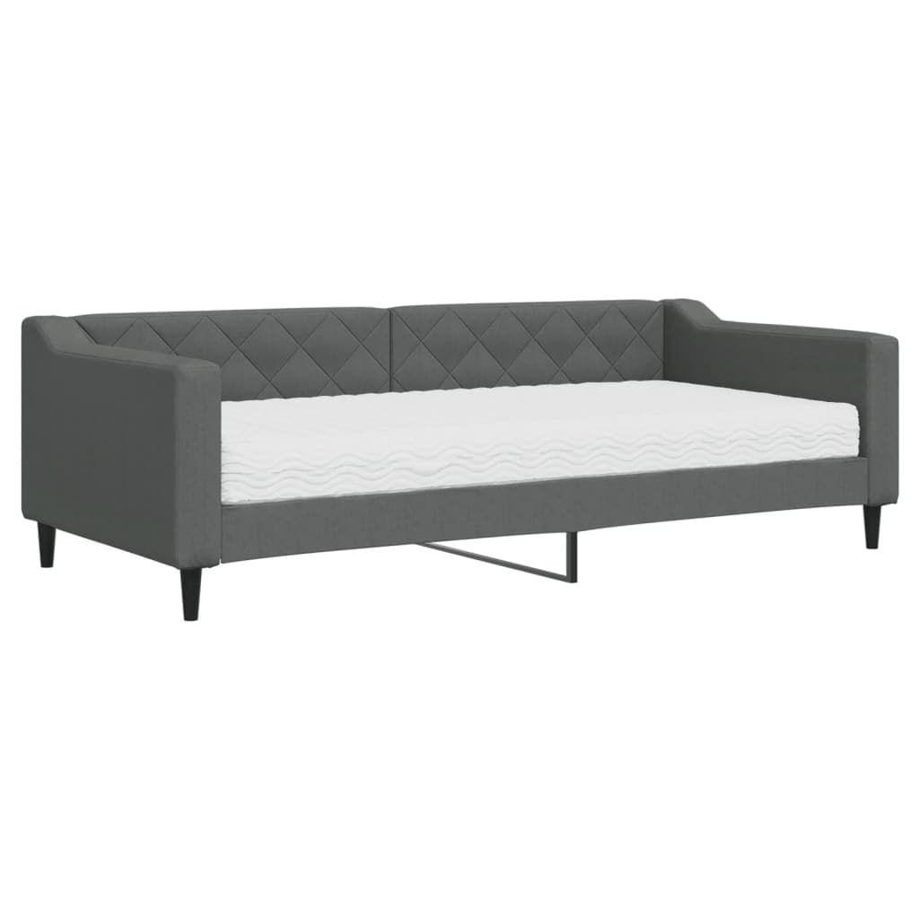 vidaXL Sofá-cama com colchão 90x200 cm tecido cinzento-escuro