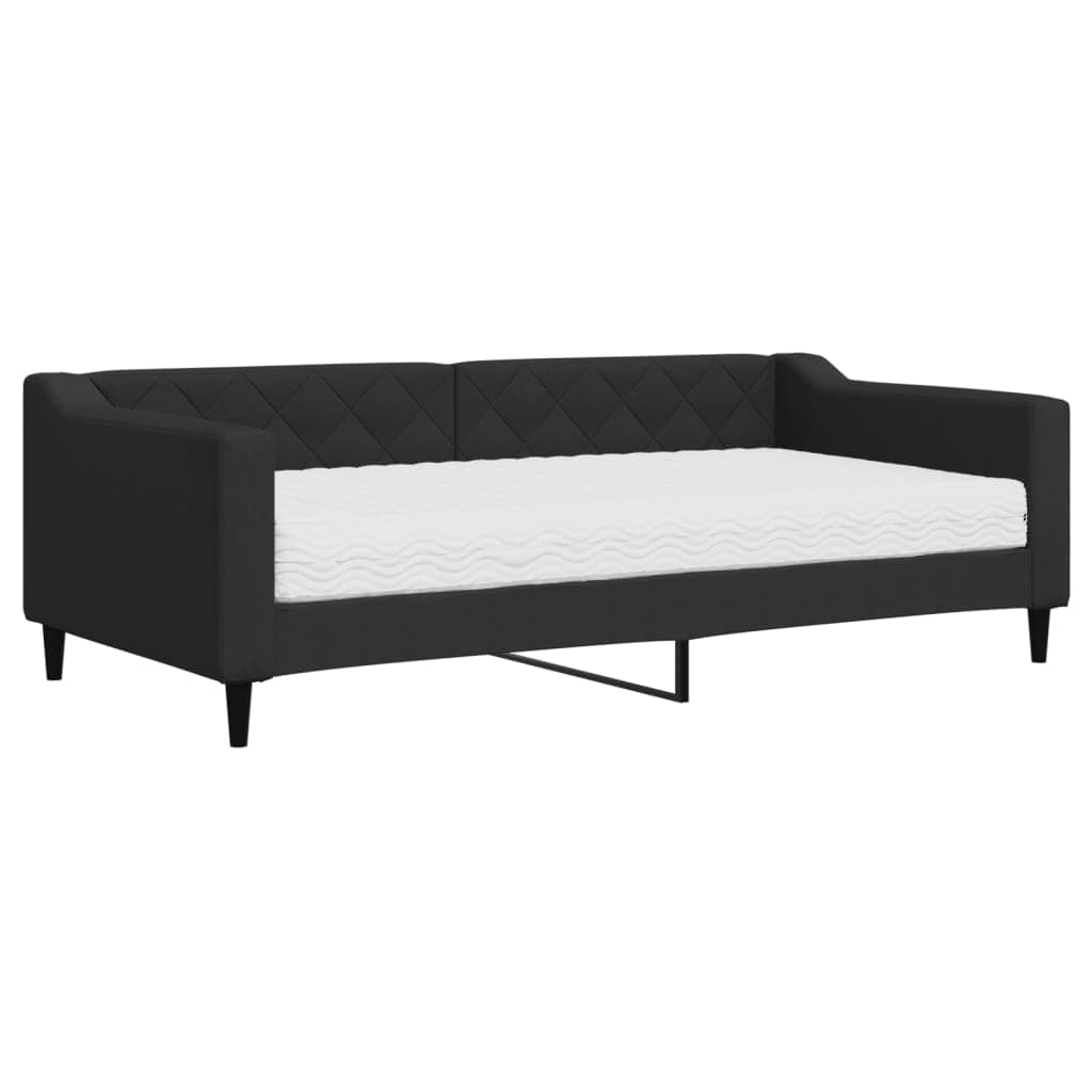vidaXL Sofá-cama com colchão 90x190 cm tecido preto