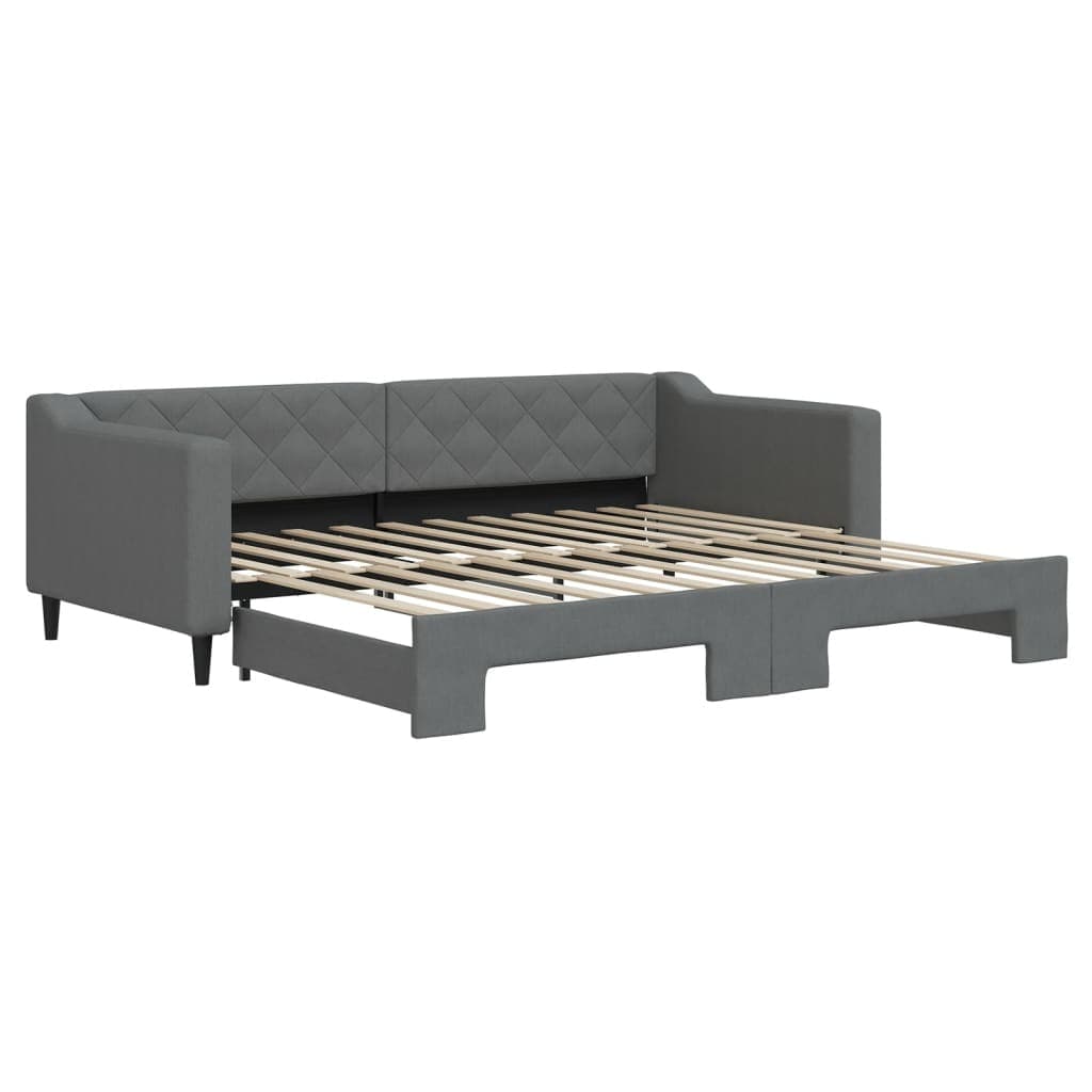 vidaXL Sofá-cama com gavetão 90x200 cm tecido cinzento-escuro