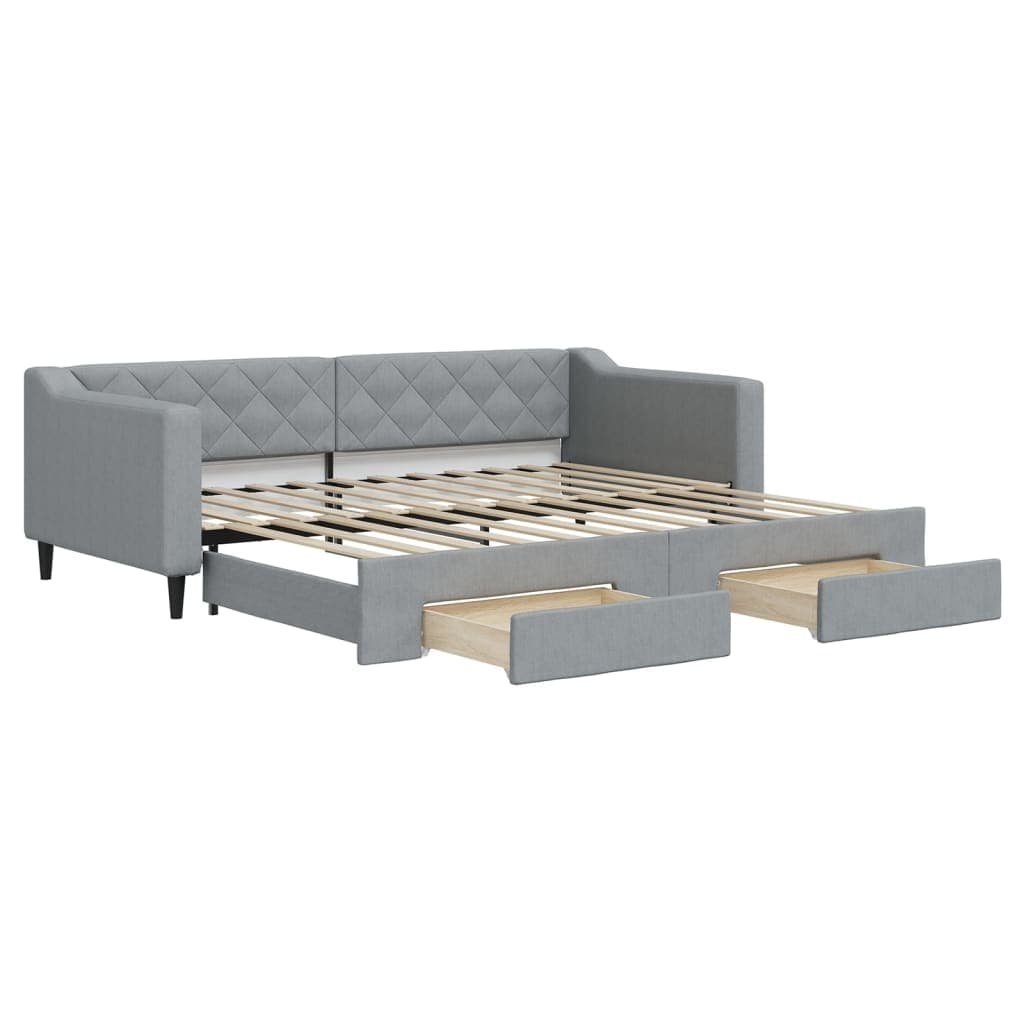 vidaXL Sofá-cama c/ gavetão e gavetas 90x200 cm tecido cinzento-claro